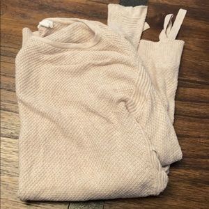 Caslon Tunic Sweater Beige Side Tie medium EUC